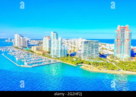 Miami Beach South Pointe condominio edifici aerei Foto Stock