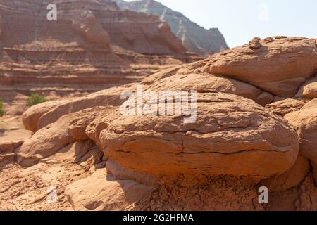 Escursione attraverso l'Angel's Palace Trail nel Kodakchrome Basin state Park, Utah, USA. Foto Stock