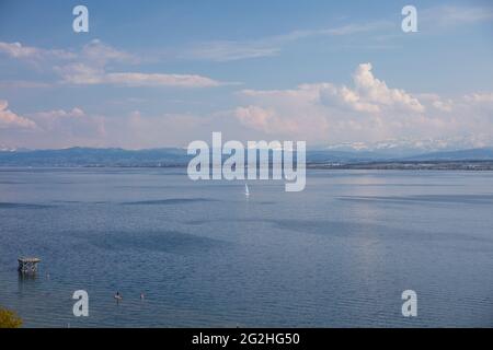 Lago di Costanza, Alpi svizzere, niente che va avanti, pace e tranquillità Foto Stock