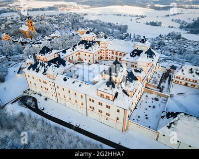 Castello di Augustusburg in inverno Foto Stock