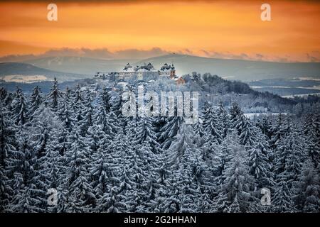 Castello di Augustusburg in inverno Foto Stock