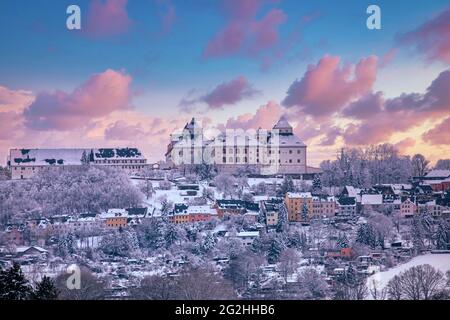 Castello di Augustusburg in inverno Foto Stock