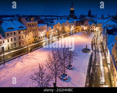 Umore invernale sul vecchio mercato di Cottbus Foto Stock