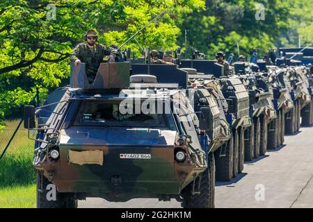 Forza di reazione rapida della NATO (VJTF) nell'area di addestramento militare nell'alta Lusazia. Foto Stock