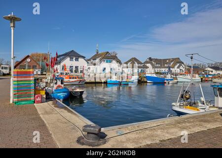 Europa, Germania, Meclemburgo-Pomerania occidentale, Hiddensee, Vitte, porto, barche da pesca Foto Stock