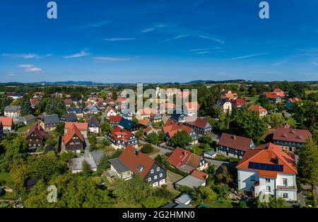 Case a graticcio a Obercunnersdorf, nella regione sassone dell'alta Lusazia Foto Stock