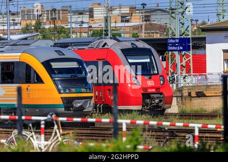 Stazione centrale di Cottbus: Nuovo incrocio stradale nel sud del Brandeburgo Foto Stock