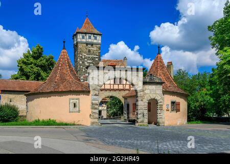 Mura cittadine di Rothenburg ob der Tauber Foto Stock