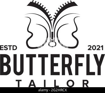 Modello vettoriale di progettazione del logo Butterfly Tailor Illustrazione Vettoriale