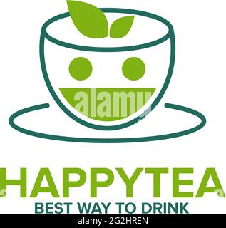 Modello vettoriale per il design del logo Happy Tea Illustrazione Vettoriale