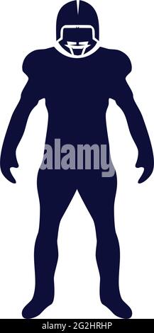 Modello con il logo dell'icona del giocatore di calcio americano in piedi Illustrazione Vettoriale