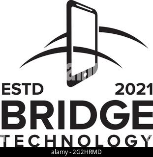 Modello vettoriale per la progettazione del logo della tecnologia Bridge Illustrazione Vettoriale