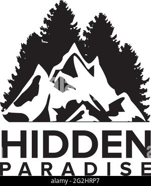 Pines mountain logo modello vettoriale Illustrazione Vettoriale