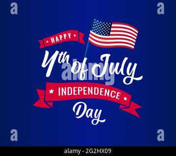 Banner creativo Happy Independence Day USA. Modello grafico astratto isolato. Colori rosso, blu, bianco. 4 luglio USA. Logotipo decorativo c Illustrazione Vettoriale