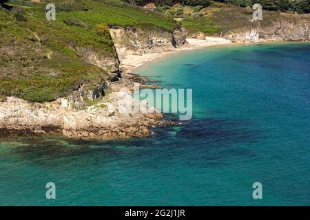 Costa vicino a le Palais, Belle-Ile-en-Mer, Francia, Bretagna, dipartimento di Morbihan Foto Stock