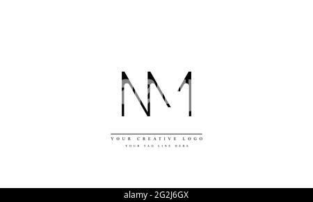 Letter Logo Design con Creative Modern Trendy Typography NM MN Illustrazione Vettoriale