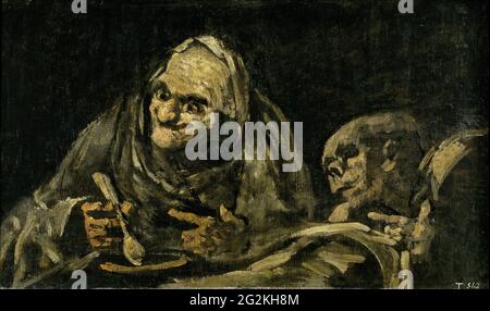 Francisco De Goya - due vecchi uomini che mangiano Foto Stock