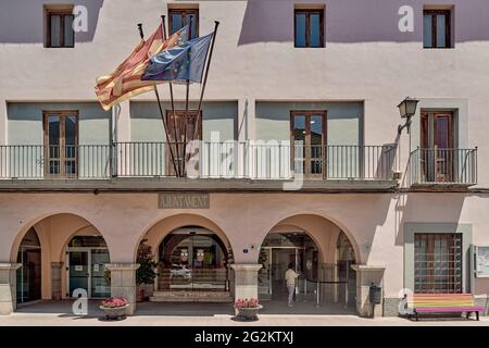 Facciata esterna del municipio della città di Moncofa in provincia di Castellon, Spagna, Europa Foto Stock