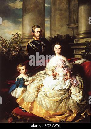 Franz Xaver Winterhalter (1805-1873) - Imperatore Federico III Germania Re Prussi con sua moglie Imperatrice Victoria il loro 1862 Foto Stock