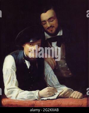 Franz Xaver Winterhalter (1805-1873) - Auto Ritratto artista con suo fratello Hermann 1840 Foto Stock