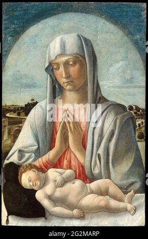 Giovanni Bellini - Madonna adorante il Bambino addormentato Foto Stock