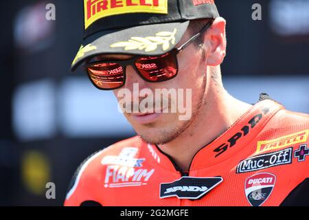 Misano World Circuit Marco Simoncelli, Misano Adriatico, Italia. 12 Giugno 2021. n° 45 Scott Redding Aruba.it Racing -Ducati durante il Campionato Mondiale FIM Superbike 2021 - Superpole Race, World Superbike - SBK - Foto otto Moretti/LM Credit: Live Media Publishing Group/Alamy Live News Foto Stock