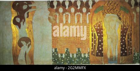 Gustav Klimt - Beethoven Frieze Adoning felicità Finds Repose Poesia parete destra 1902 1 1902 Foto Stock