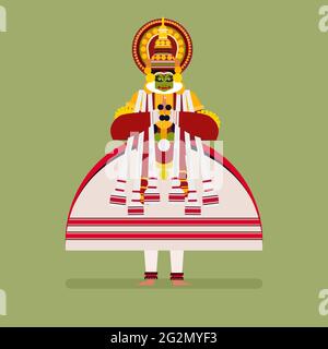 L'illustrazione di un artista di Kathakali saluta con un gesto tradizionale Illustrazione Vettoriale