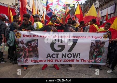 Falmouth Cornovaglia, estinzione i manifestanti della ribellione da tutto il paese marciano per le strade di Falmouth per il G 7 summit St Ives Cornovaglia Credit: kathleen White/Alamy Live News Foto Stock