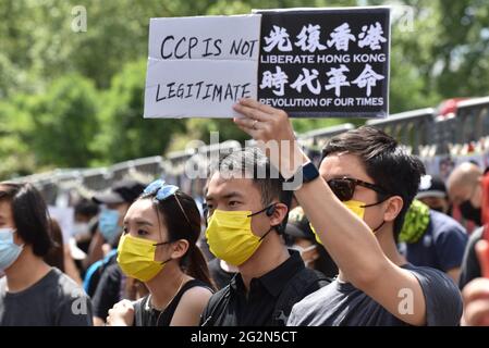 Marble Arch, Londra, Regno Unito. 12 giugno 2021. Rally per Hong Kong. Credit: Matthew Chpicle/Alamy Live News Foto Stock