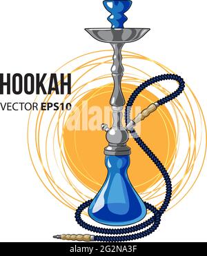 Illustrazione del vettore disegnata a mano di Hookah blu Illustrazione Vettoriale