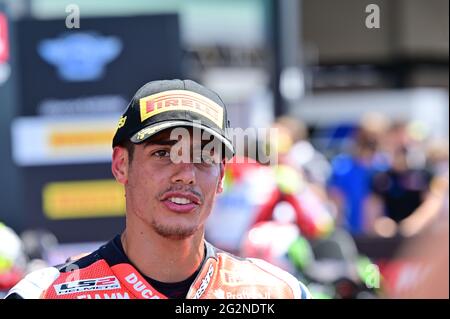 Misano Adriatico, Italia. 12 giugno 2021. NÂ°21 Michael Ruben Rinaldi Aruba.it Racing Ducati durante la UEFA Euro 2020, Gruppo A, partita di calcio, World Superbike - SBK a Misano Adriatico, Italia, Giugno 12 2021 Credit: Independent Photo Agency/Alamy Live News Foto Stock