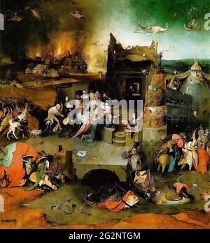 Hieronymus Bosch - tentazione Saint Anthony pannello centrale Trittico 14 Foto Stock