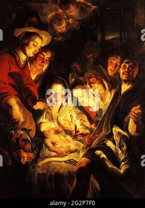 Giacobbe Jordaens - Pastori dell'Adorazione 1617 Foto Stock