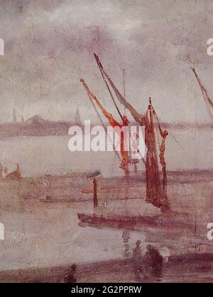 James Abbott McNeill Whistler - Chelse Wharf Grey Silver C 1875 Foto Stock