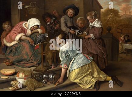 Jan Steen - gli effetti dell'intemperanza Foto Stock