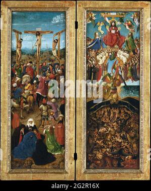 Jan Van Eyck - la Crocifissione il Giudizio universale Foto Stock