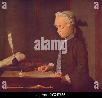 Jean Baptiste Simeon Chardin - Boy con Top C 1735 Foto Stock