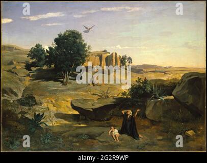 Jean-Baptiste-Camille Corot - Hagar nel deserto Foto Stock