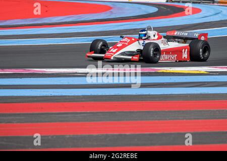 14 FORT Laurent (fra) Ensign MN181-B - 3000cc 1981 azione durante il Gran Premio di Francia Historique 2021, dal 11 al 13 giugno 2021 sul circuito Paul Ricard, a le Castellet, Francia - Foto Marc de Mattia/DPPI Foto Stock