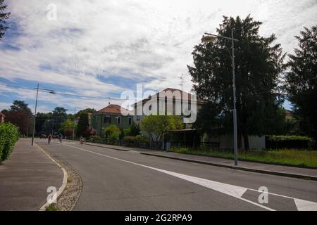 Crespi d'Adda, un insediamento storico in Lombardia, grande esempio di città aziendali del XIX secolo in Europa. Patrimonio dell'umanità Foto Stock