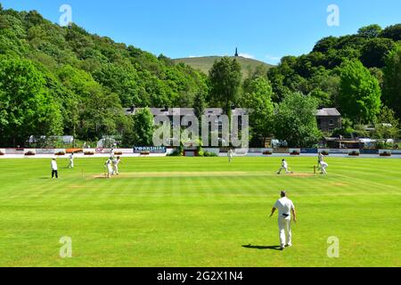 Bridgeholme Cricket Club, Stoodley Pike, Calderdale, West Yorkshire Foto Stock