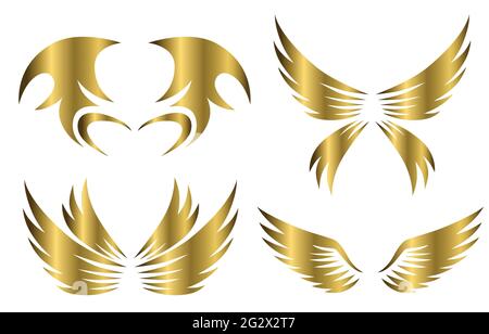 set di ali di animali oro disegno del logo illustrazione vettoriale adatto per marcare a caldo o simbolo. Illustrazione Vettoriale