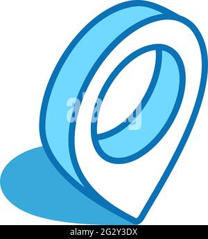 Icona isometrica del contrassegno di posizione. Posizione, località simbolo della linea 3D. Illustrazione Vettoriale