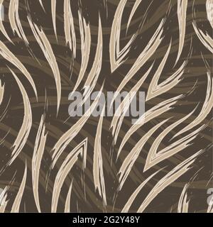 Motivo beige vettoriale senza cuciture di forme astratte e strisce.motivo vettoriale marrone senza giunture con angoli e pennellate.Texture per tessuti e. Illustrazione Vettoriale