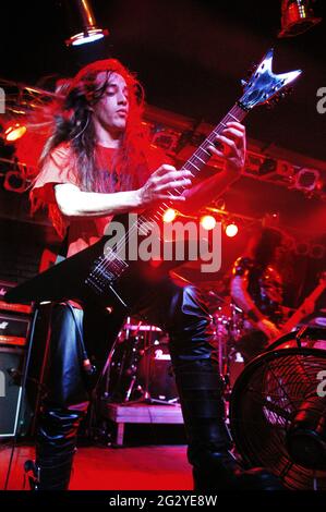 Morbid Angel, band americana, foto Kazimierz Jurewicz, la band nel suo lavoro si riferisce all'occulto, utilizza anche temi biblici e satanici. Foto Stock