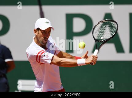 Parigi, fra. 15 giugno 2021. Paris, Roland Garros, French Open Day 15 13/06/2021 Novak Djokovic (SRB) Mens Final match Credit: Roger Parker/Alamy Live News Foto Stock