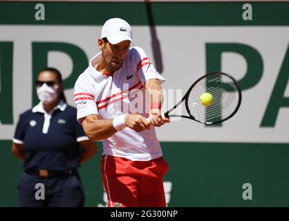 Parigi, fra. 15 giugno 2021. Paris, Roland Garros, French Open Day 15 13/06/2021 Novak Djokovic (SRB) Mens Final match Credit: Roger Parker/Alamy Live News Foto Stock