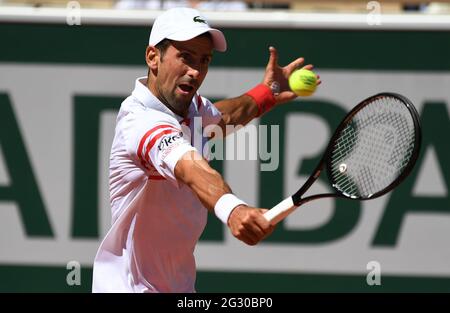 Parigi, fra. 15 giugno 2021. Paris, Roland Garros, French Open Day 15 13/06/2021 Novak Djokovic (SRB) Mens Final match Credit: Roger Parker/Alamy Live News Foto Stock