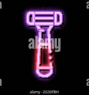illustrazione dell'icona del neon glow dello strumento di depilazione del rasoio Illustrazione Vettoriale